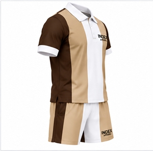 Conjunto de Camiseta Polo y Pantalones Cortos para Hombre INDEX APPAREL, Color Verde Azulado, Manga Corta, Color Sólido, Informal, Tejido de Punto, Secado Rápido, 2 Piezas - Product Image 3