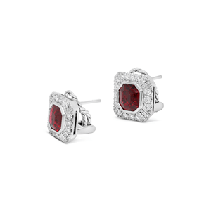 Pendientes Finos de Oro Sólido de 18k con Espinela Roja Birmana Natural de 4.39ct y Diamante Cultivado en Laboratorio de Corte Brillante Redondo de 0.95ct - Product Image 1