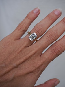 3 Carat Emerald Cut Lab Grown <b>Diamond</b> Solitaire <b>Ring</b>, IGI Certified - Product Image 2
