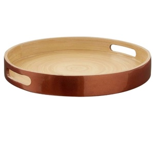 Bandeja de Servicio de Bambú con Forma Personalizada de Estilo Real, Bandeja de Servicio para Hoteles y Restaurantes, Bandeja de Servicio Decorativa de Madera Hecha a Mano - Product Image 1
