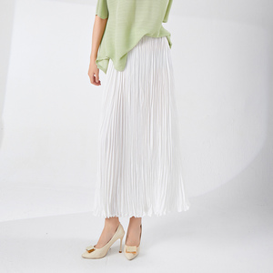 High-end Handmade Pleated <b>Skirt</b> Autumn 2025 New Drape Natural Waist A-line Loose Swing Midi Breathable Eco-Friendly Casual - Product Image 1