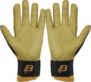 BULKBEAR Black And Gold Leather Batting Gloves Ambidextrous <b>Hook</b> And Loop Closure Durable Training Gloves Unisex Adults - Product Image 2