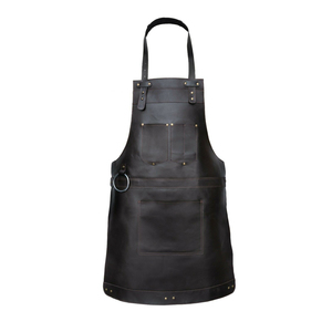 Tablier de travail en cuir véritable pour homme, marron, avec poches, résistant à l'abrasion, artisanat de qualité - Product Image 3
