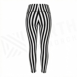 Leggings longs à taille haute rayés, imprimé numérique, en Spandex et Polyester, extensibles dans les quatre sens, taille élastique, pour femme, tenue de yoga - Product Image 3