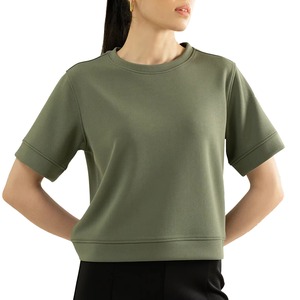 T-shirts d'été en fibre de bambou pour femmes, personnalisables avec logo, respirants, OEM, blancs, à manches courtes - Product Image 1