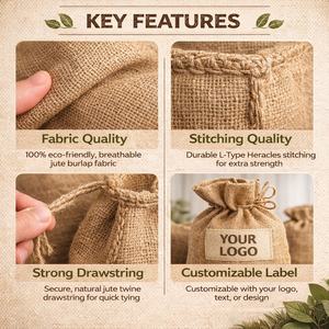 Sac en toile de jute écologique biodégradable pour la lutte contre les inondations et la protection contre l'érosion, durable, avec cordon de serrage, sur mesure - Product Image 4