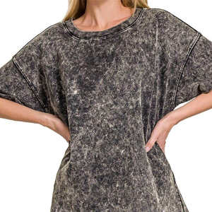 Camiseta Oversize para Mujer, Algodón Grueso, Lavado Ácido, Personalizable con Gráficos, Estilo Vintage - Product Image 6