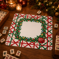 Tapis de jeu de Mahjong festif de luxe moderne, pliable et portable, avec imprimé clochette de Noël pour le divertissement