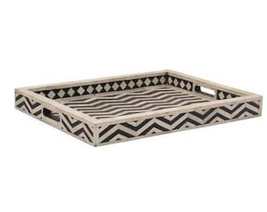 Luxury Handcrafted Bone Inlay Serving Tray Bone Inlay <b>Coffee</b> <b>Table</b> Tray Bone Inlay <b>Display</b> Tray Handmade Bone Mosaic Tray - Product Image 4