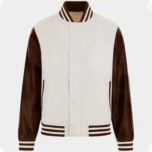 Blouson universitaire en coton pour homme, rouge et noir, à blocs de couleur, col montant, fermeture double boutonnage, décontracté, coupe-vent, chauffant, streetwear, hiver - Product Image 1