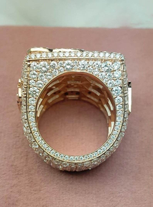 Moissanite Iced Out Square <b>Statement</b> <b>Ring</b> Pave Style Luxury Hip Hop Jewelry Rose Gold Tone Fashion <b>Ring</b> - Product Image 4