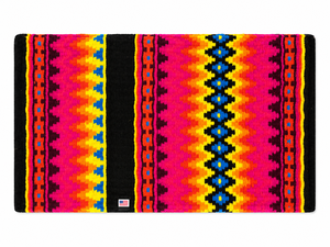 Colorful Zigzag Pattern Western Saddle Pad Polyester Material Fleece Lined Wool Shell Black Pink Yellow Blue Red <b>Orange</b> - Product Image 1