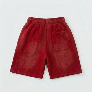 Conjuntos de Sudadera con Capucha y Pantalones Cortos Rojos con Pedrería para Hombre, Personalizados con Logotipo, Ropa Deportiva de 2 Piezas para Niños, Estilo Hip Hop - Product Image 5