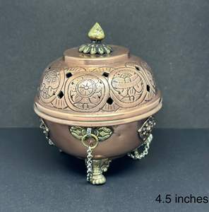 สินค้ามาใหม่ ของขวัญงานฝีมืออัสตัมังกัล  กระถางทองแดงแกะสลักลายมงคล แข็งแรงทนทาน สำหรับใส่ผงกำยาน ใช้กับไม้จันทน์หอม - Product Image 2