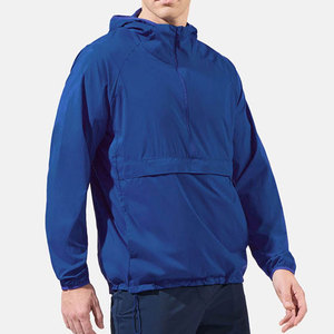 <b>Men's</b> Blue Hooded Windbreaker <b>Jacket</b> With Quick Dry Knitted Fabric Sporty <b>Summer</b> Outerwear Set - Product Image 4