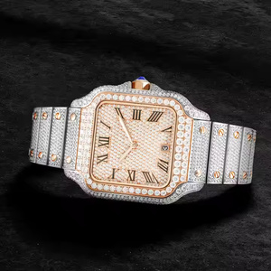 Reloj de Lujo con Diamantes Moissanite para Hombre, Reloj de Pulsera Analógico de Cuarzo con Incrustaciones Completas, para un Estilo Moderno y un Regalo Premium - Product Image 3