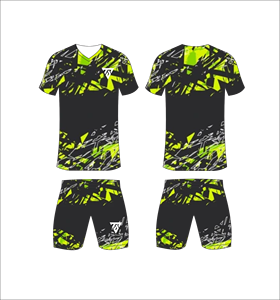 Custom Sublimated Men's <b>Soccer</b> Uniform Set Blue Geometric Pattern V-Neck Jersey Matching Shorts Moisture Wicking Athletic Fit - Product Image 5