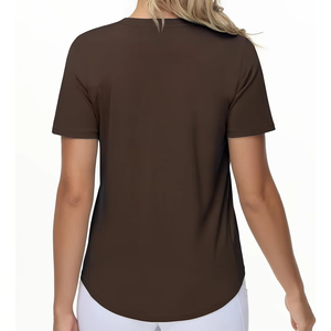 Camiseta Deportiva para Mujer, Tejido Suave de Alto Rendimiento, Absorbe el Sudor, para Yoga y Gimnasio, Logotipo Personalizado, Venta al Por Mayor - Product Image 6