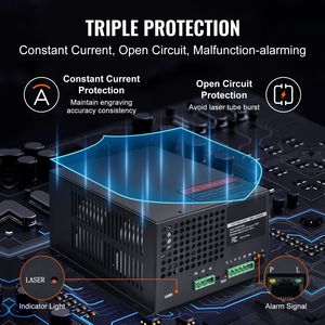 Alimentatore laser CO2 da 100W con protezione da corrente costante e protezione da circuito aperto, taglio ad alta velocità, riscaldamento rapido - Product Image 4