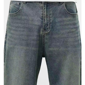 Cheap Price Streetwear High Street Mid Waist Denim <b>Jeans</b> Men Solid <b>Button</b> Long Straight Pants Washed Breathable Eco-Friendly - Product Image 5