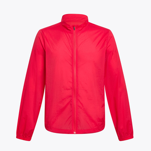 Veste de personnel unisexe rouge en micro-ripstop grande taille, légère, imperméable et coupe-vent, avec fermeture éclair intégrale et col montant - Product Image 1