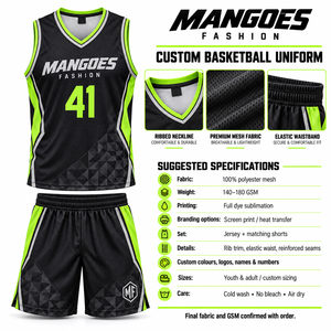 Maillots de basket personnalisés imprimés par sublimation avec numéros de joueur, noms et emblèmes de club - Respirants, écologiques, unisexes pour adultes - Product Image 6