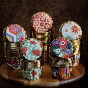 Youyang Bohemian phong cách Vàng cuộn lên bánh cup cấp thực phẩm giấy vàng bên trong Cupcake - Product Image 5