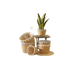 Paniers de rangement en gros en jacinthe d'eau tressée à la main, durables, naturels, style vintage, suspendus pour la maison et le jardin - Product Image 6