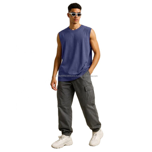 Débardeur d'été pour homme en tissu doux, léger et respirant, débardeur musculaire bleu sans manches pour homme, t-shirt de sport pour la salle de sport, entraînement quotidien - Product Image 6