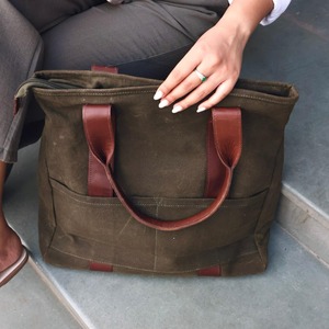 Leather <b>Canvas</b> <b>Tote</b> Bag Waterproof Open Top Embroidery Shoulder Handbag Travel Work Shopping Large Capacity LCTB-0016 - Product Image 2