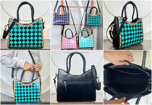 Nouveauté 2025 Sac à main de luxe à grande capacité en cuir de vache occidental à motifs à carreaux Sac à main porté épaule pour femme Sac à main élégant pour tous les jours - Product Image 3