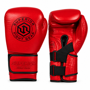 Gants de boxe Superior Fight Gear en cuir véritable blanc, avec sangle de poignet réglable, fermeture à lacets, imperméables et respirants - Product Image 4