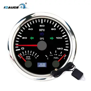 85mm electrical 3 in 1 gauge GPS speedometer 0-120 KMH MPH tachometer fuel level function black faceplate chrome rim