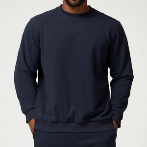 Sweat-shirt à col rond pour homme en polyester/coton, coupe classique, couleur unie, pull décontracté, tricoté, respirant, 320g, vêtements d'hiver - Product Image 6