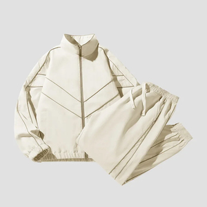 Nouvel ensemble de survêtement athlétique tendance pour homme, 100 % coton, 420 GSM, avec veste zippée et pantalon - Product Image 3