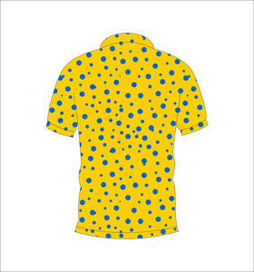 Camisa de hombre con lunares amarillos y azules, informal, de manga corta, transpirable, de poliéster, con estampado por sublimación y logotipo personalizado. - Product Image 5