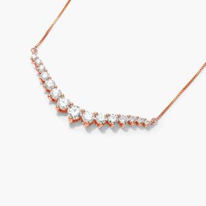 Collier en diamant cultivé en laboratoire certifié IGI, courbé et gradué, en or rose 14 carats, bijoux fins élégants et luxueux, cadeau pour femme, fête, mariage - Product Image 2