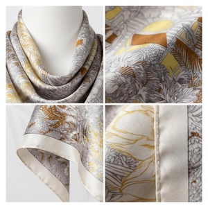 NORTH APPROACH Foulard carré en soie pour femme, imprimé floral, élégant, multifonctionnel, accessoire de mode toutes saisons - Product Image 4