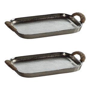 Oval Metal Aluminum Serving <b>Tray</b> With Handle <b>Tea</b> Coffee And Snacks Serving <b>Tray</b> Silver Plated Handcrafted Hotels Supplies - Product Image 6
