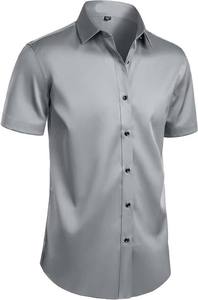 Men's Custom Embroidered Solid Pattern <b>Half</b> Sleeve Summer Dress <b>Shirt</b> Business Office Uniform Breathable Poplin <b>Button</b> <b>Shirt</b> - Product Image 4