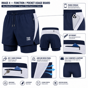 Custom Navy Blue Color Men's Sport <b>Shorts</b> Premium Mid Waist Drawstring Breathable Mesh Side Stripe Performance <b>Running</b> Men <b>Short</b> - Product Image 4