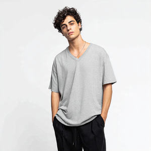 T-shirt Homme Oversize Col V Épaules Tombantes en Coton Polyester de Haute Qualité – Idéal pour l'Été et le Style Urbain - Product Image 2