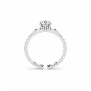 Anillo de Compromiso de Oro Blanco con Diamante Redondo, Engaste Clásico, Joyería Fina para Mujer - Product Image 3