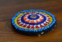 Sous-verre de luxe élégant pour la table, motif mandala coloré en perles, artisanat haut de gamme, perles multicolores vives de 6 mm