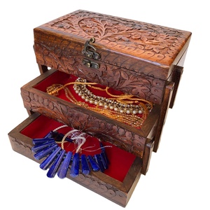 Caja de joyería de madera tallada a mano, de la mejor calidad, hecha a mano, tres escalones, moderna, de último diseño - Product Image 1