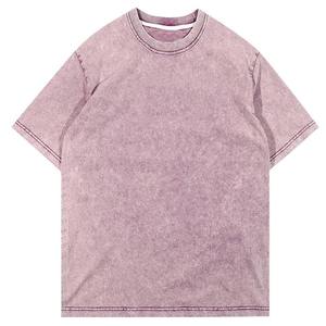 Camiseta Personalizada DTF DTG Vintage con Efecto Desgastado, Lavado Ácido, 200 GSM, Gruesa, Lisa, de Poliéster/Algodón, Transpirable, Oversize, a Cuadros, para Hombre - Product Image 6