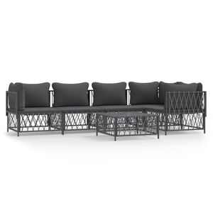 Set da Giardino Modulare in Tessuto Intrecciato Antracite a 6 Pezzi, Set di Mobili da Giardino - Product Image 2