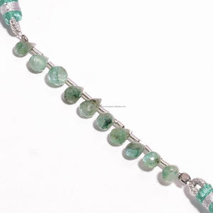 Cuentas de Esmeralda Sakota naturales al por mayor, forma de gotas facetadas, 4 pulgadas, 6X4 a 7X4 MM, hebra de piedras preciosas verdes para la fabricación de joyas increíbles - Product Image 1