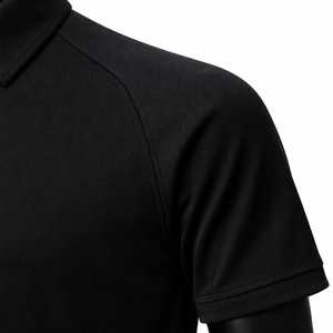 Men's <b>Black</b> Short Sleeve Zipper <b>Polo</b> Shirt Knitted Casual Solid Color Regular Fit - Product Image 4