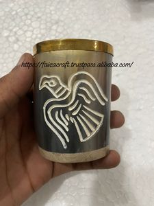 Natural Buffalo Viking Drinking Horn shot Glass Cup <b>Whisky</b> Dram Real Horn Glass at Affordable Price Direct Factory Supply - Product Image 6